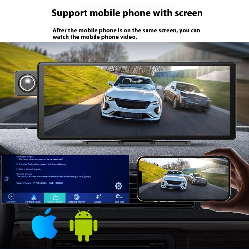 3 Camera CarPlay Dash Cam with Split Screen Display